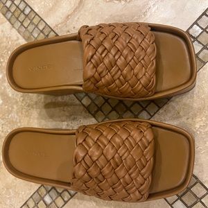 Vince Mari Woven Leather Wedge